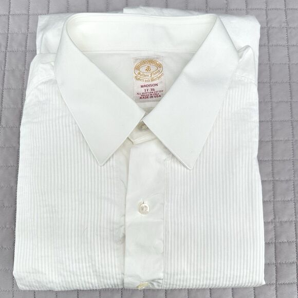 Brooks Brothers Golden Fleece Tuxedo Shirt 17 36 Pleated Bib French Cuff Formal